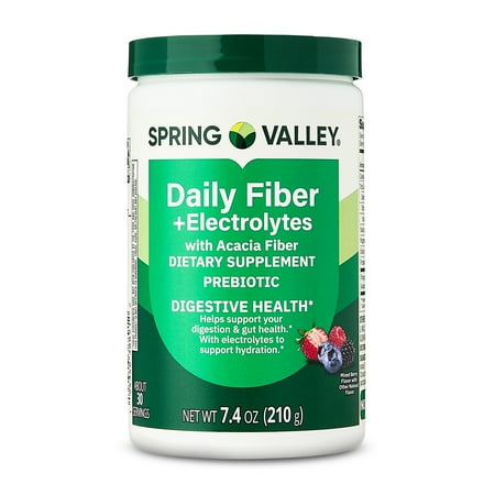Spring Valley Daily Fiber + Electrolytes with Acacia Fiber Prebiotic Digestive Health Dietary Supplement, 7.4 oz