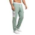 thumbnail image 6 of Waffle Pants Men Drawstring Wide Leg Baggy Waffle Sweatpants Lightweight Breathable Hiking Mens Lounge Pants Green S, 6 of 6