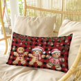 thumbnail image 4 of Gingerbread Christmas Pillow Covers, Linen Long Throw Pillow Case, Xmas Balls Branches Red Buffalo Plaid Holiday Pillow Protector Decorative Cushion Cover for Living Room/Bedroom 16" x 24", 4 of 8