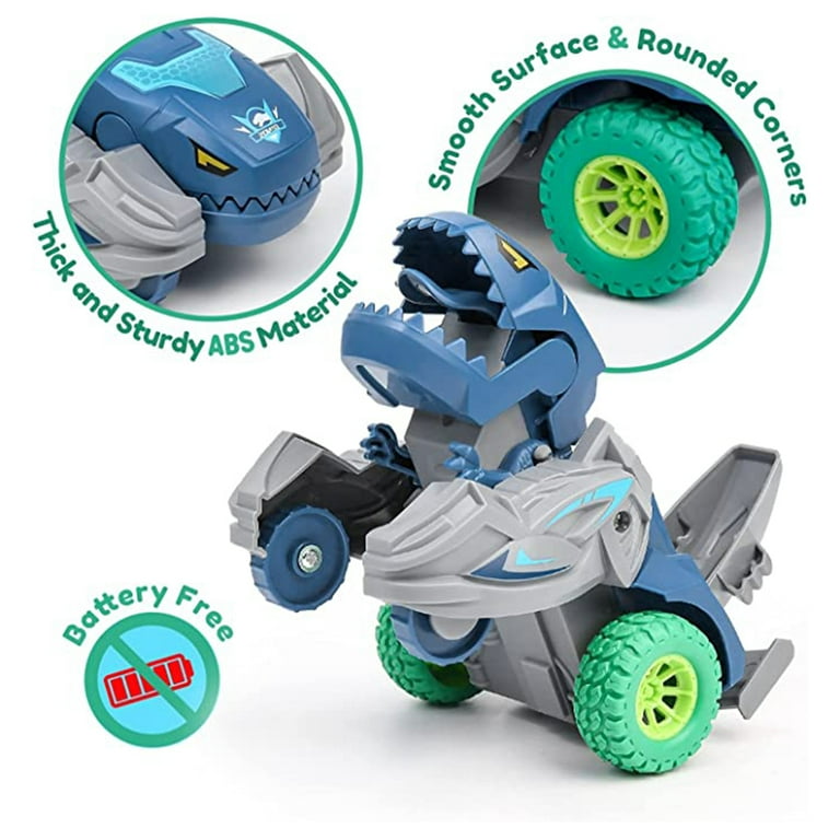 JUNWELL 4Pcs Dinosaur Inertia Car Toys for Kids 3 5 Year Boys and Girls T Rex Transforming Dinosaur Cars Push and Go Friction Powered Stunt Toddler Car Games for Kids Ages 3 Gifts Walmart
