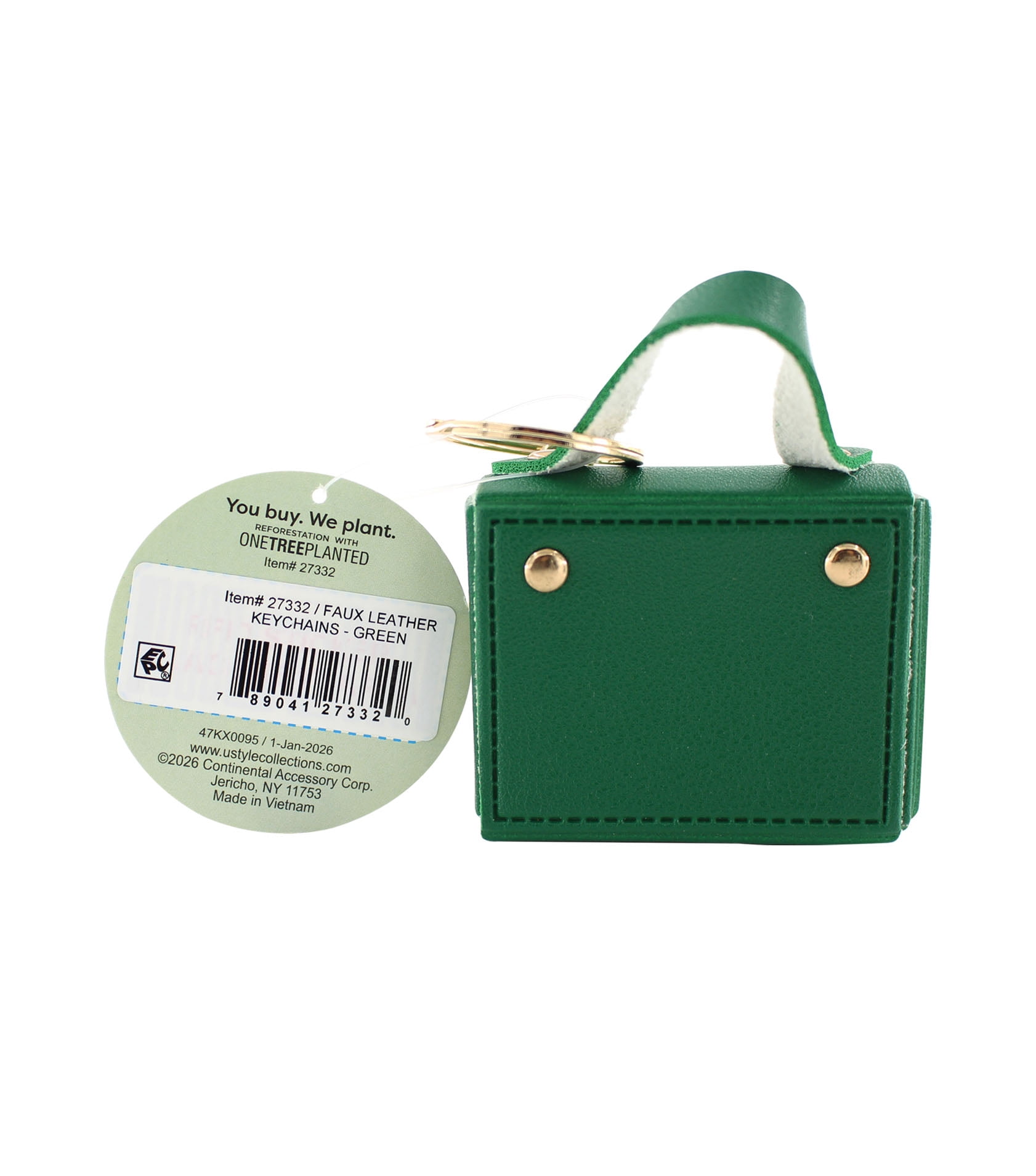 U Style Mini Purse Keychain, Faux Leather, Green, 2.5" x 1" x 2"