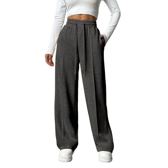 Weardear Wide Leg Sweatpants for Women Drawstring Elastic Pants with Pockets High Waisted Workout Baggy Sweatpants