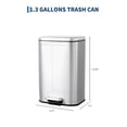 thumbnail image 7 of PYY Stainless Steel Bathroom Step Trash Can - 1.3 Gallon/5L, Soft-Close Lid, Removable Inner Bucket, Fingerprint-Proof, Rectangular Recycling Bin for Kitchen, Home Office, Silver - 21.0×18.8×27.9cm, 7 of 7