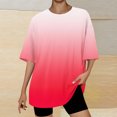 thumbnail image 3 of Scyoekwg Womens Summer Short Sleeve Tops Round Neck Oversized Tee Trendy Lightweight Loose Gradient Color Shirts Blouses (Red,XXL), 3 of 4