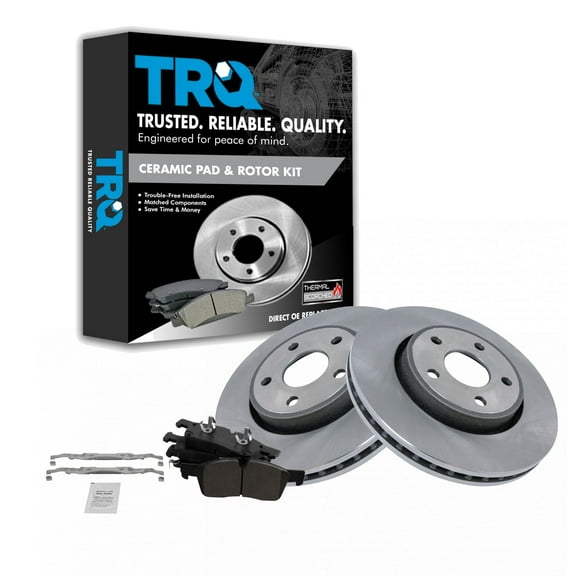 TRQ Front Brake Pad & Rotor Kit Brake Pads Brake Rotor Ceramic Fits Select 2012-2020 Dodge Durango Jeep Grand Cherokee