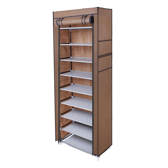 9-Tier Shoe Rack ，Space Saving Shoe Storage Organizer Non-Woven Cover Shoe Shelf Holds 36-45 Pairs for Bedroom, Hallway, Entryway, Beige