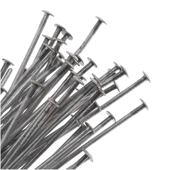Antiqued Silver Plated Head Pins 21 Gauge 3 Inches (25)