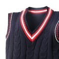 thumbnail image 3 of Sweater Vest Knit Sweater V Neck Sleeveless Vest Navy Pullover Top School Uniform Vests Warm Winter Baby Girl Clothes Baby Clothes 7-8 Years, 3 of 3