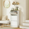 thumbnail image 6 of DUOSONG Homcom Narrow Shoe Storage Cabinet For Entryway With 3 Flip Drawers And Adjustable Shelves, Shoe Rack Organizer For 18 Pairs Of Shoes, White White Particle Board Primary Living Space Cabinets, 6 of 9