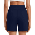 thumbnail image 4 of Only Moment Womens Lightweight Shorts Polyester,Spandex High Waisted Work Travel Pants with Pockets Stretchy Business Casual Slacks Yoga Shorts for Wowomen Navy,3XL, 4 of 4