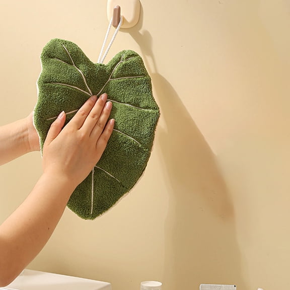 Leaf Shaped Hanging Hand Towel,Super Soft Absorbent Fast-Drying Towel with Loop,Cute Decorative Towel for Bathroom,Kitchen,Living Room