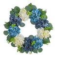 thumbnail image 2 of Spring Summer Wreath Blue and White Hydrangea Artificial Wreath Deadwood Simulation Flower Rattan Wreath for Front Door Outdoor Indoor Wall Window Hanging Home Decor, 2 of 12