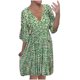 thumbnail image 2 of Puntoco Vestido De Manga Corta Con Cuello En V, Nuevo Vestido De Playa Informal De Gran Tamaño Con Cuello En V Floral Suelto De Alta Elasticidad Para Vacaciones En La Playa Verde Xxxxl, 2 of 8