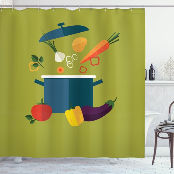 Ambesonne Vegetable Art Shower Curtain, Vegetarian Soup, 69"Wx75"L, Multicolor