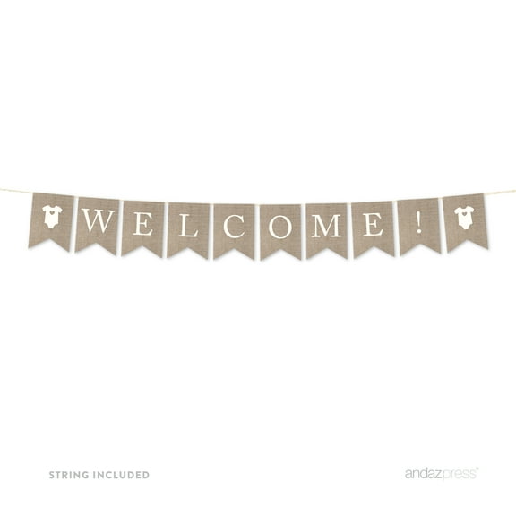 Welcome! Burlap Pennant Party Banner