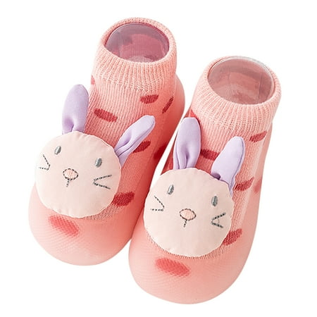 

yinguo children toddler toddler shoes spring and summer boys and girls socks shoes soft soles non slip polka dots cartoon rabbit and bear patterns pink 20