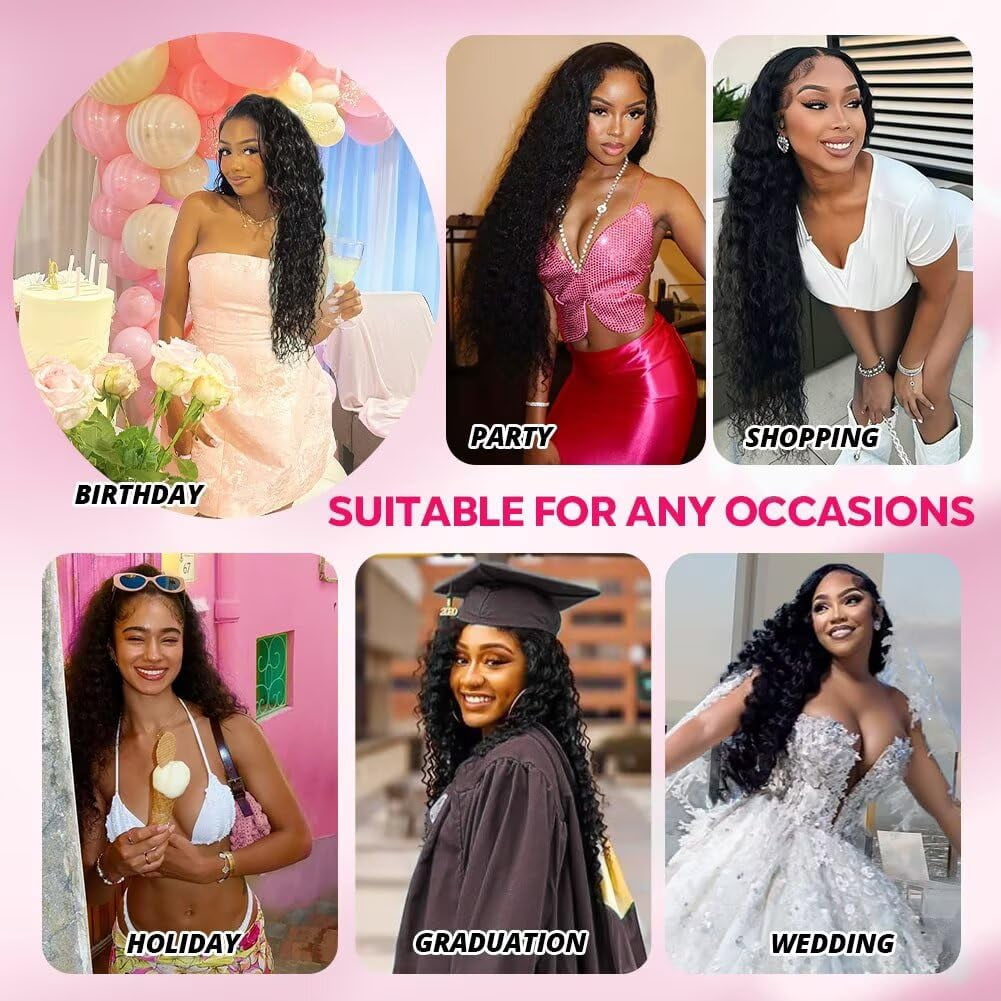 13x6 Deep Wave Human Hair 20 Inch 100% Unprocessed Brazilian Virgin Hair Natural Black Remy Wet and Wavy Human Hair Wig for Women,No Synthetic Blend No Tangle No Shedding