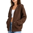 thumbnail image 6 of Smsaxvxz 2026 Zip Up Hoodies for Women Fall Winter Casual Sweatshirts Zipper Lightweight Jackets with Pockets Brown L, 6 of 8
