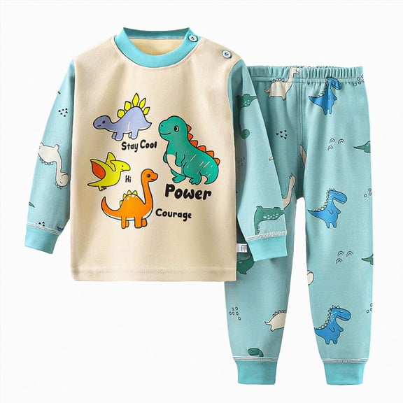 NOLDARES Toddler Boys Pajamas 2 Piece Long Sleeve Pjs Set Cotton Fall Winter Sleepwear 6-12 Months 12-24 Months 2t 3t 4t 5t 6t 7t 8t 9t Children,Mint Green,3-4 Y