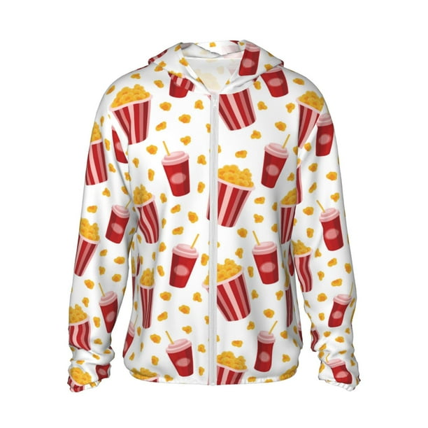Fotbe Popcorn Chaqueta con Protección Solar UPF 50+ para Hombre y Mujer, Camisa con Capucha y Bolsillos-Large