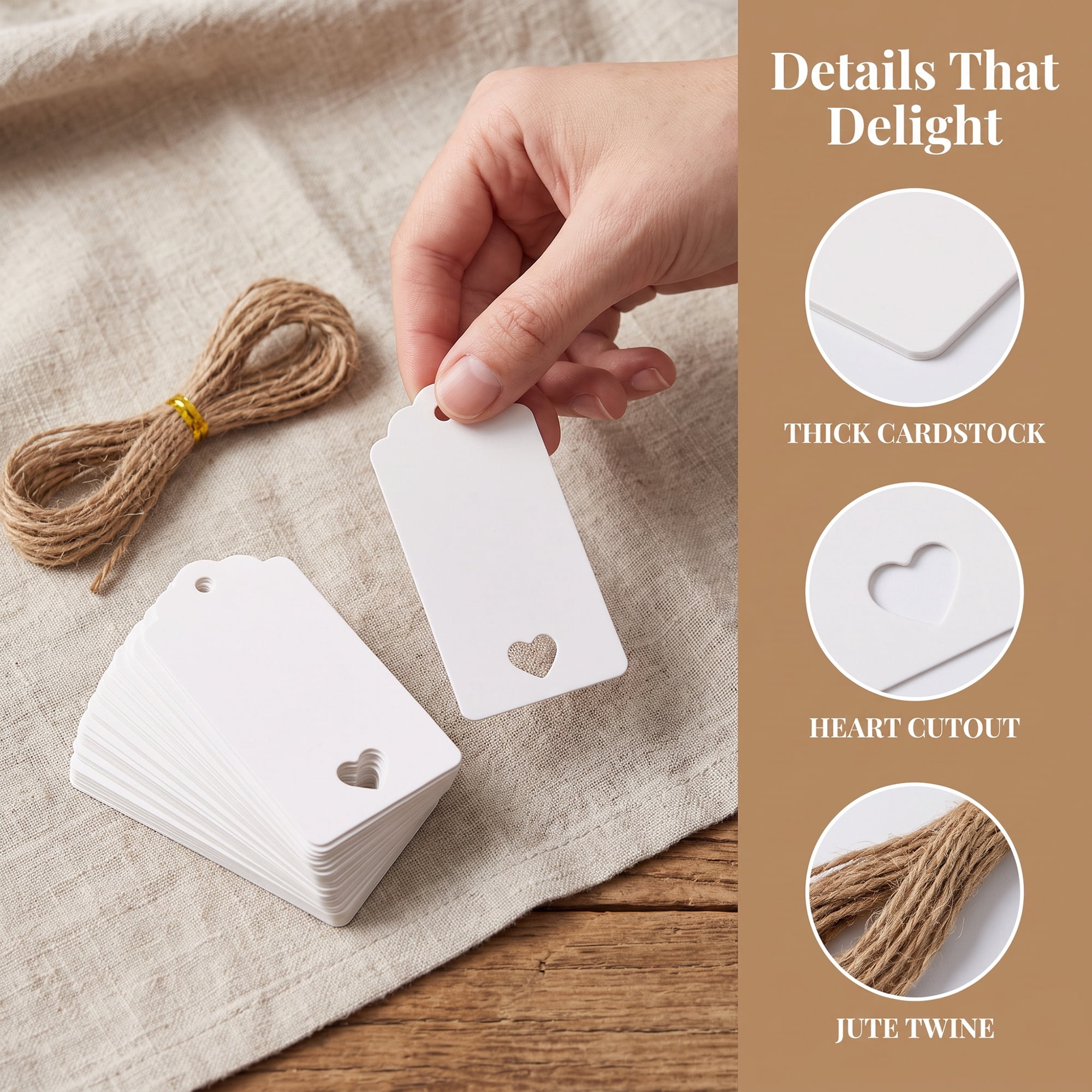 Unique Bargains Thick Presentation Gift Wrapping Tags for Events 1.8" x 3.7" White Heart