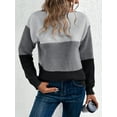 thumbnail image 5 of Women'S Fall Winter Fashion Casual Round Neck Ribbed Knitted Colorblock Drop Shoulder Long Sleeve Sweater Dark Gray L, 5 of 9