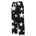 thumbnail image 4 of Zysthvn Cotton Capris for Women Straight Leg Summer Cropped Women Pants Casual with Pockets Star Print Loose Button Drawstring, 4 of 5