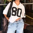 thumbnail image 5 of Women'S Oversized Jersey Summer Tops Graphic Tees Y2k Streetwear Short Sleeve Shirts White M, 5 of 9