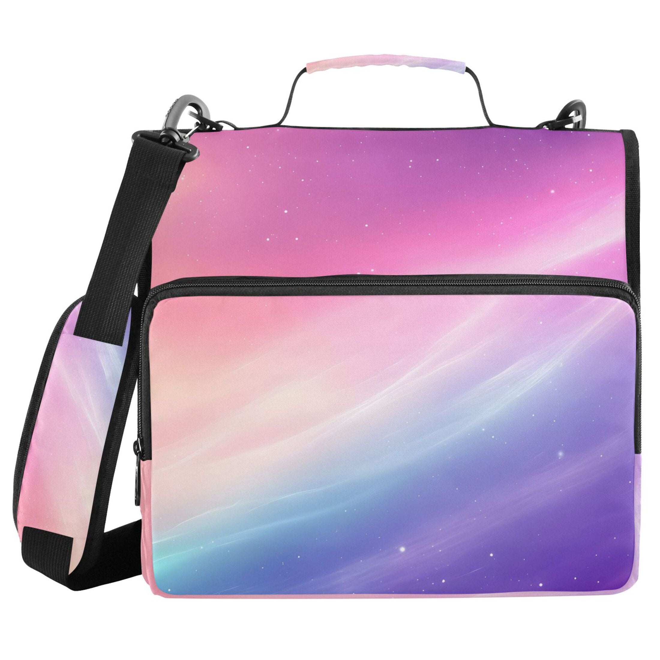 ALAZA Zipper Binder Pink Gradient Starry 3 Ring Trapper Keeper File Folder Organizer Bag