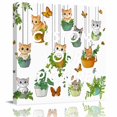 thumbnail image 2 of Cute Cartoon Wall Art Painting on Canvas, Cat Butterfly Spring Floral Botanical Canvas Art Home Prints Wall Art Framed Modern Artwork for Living Room Bedroom Wall Decor 8x8in, 2 of 9