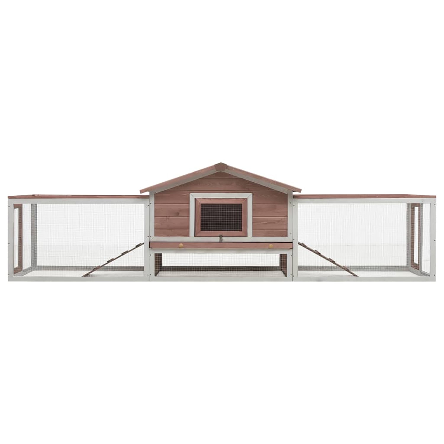 Pefilos 122" Large Rabbit Hutch Solid Pine & Fir Wood Outdoor Rabbit Cages with Easy-Clean Tray, Brown Pefilos 122" Large Rabbit Hutch Solid Pine & Fir Wood Outdoor Rabbit Cages with Easy-Clean Tray, Brown