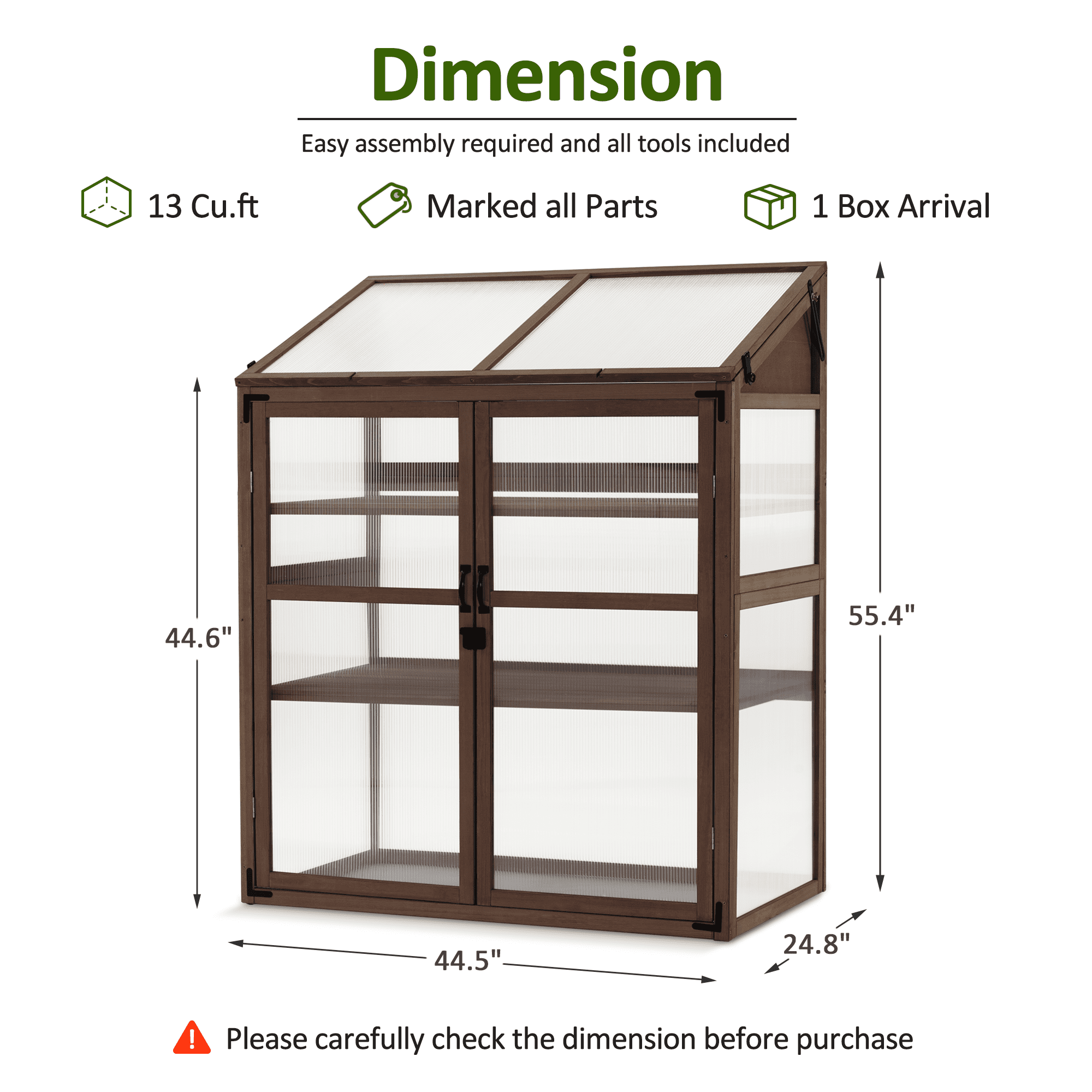 MCombo Cold Frame Large Wooden Greenhouse Cabinet Garden with Adjustable Shelves for Outdoor Indoor Use, 1344