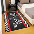thumbnail image 4 of Race Car Rug 5x6.5' Black White Checkered Non-Slip Washable Indoor Outdoor Carpe, 4 of 7