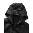 thumbnail image 5 of Men's PU Leather Jacket Youth Hooded Motorcycle Suit Casual Jacket Coat, 5 of 6