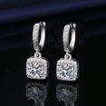 thumbnail image 1 of Pendientes de plata de imitación de moissanita de 1 quilate con diseño de princesa y hebilla de oreja de circonita para mujer, 1 of 5