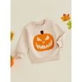 thumbnail image 3 of Suealasg Toddler Girl Boy Halloween Sweatshirt Long Sleeve Round Neck Pumpkin Embroidered Pullover Tops 1T 2T 3T 4T 5T Little Boy Girl Fall Winter Clothes, 3 of 7