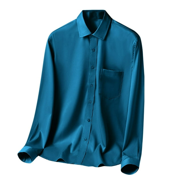 Men's Solid Color Long Sleeve Casual Business Shirt - Non Ironing Overalls