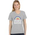 thumbnail image 1 of 2020 Sucks Shirt Funny Quarantine Graphic Rainbow V-Neck Fitted Women T-Shirt XX-Large Gray, 1 of 3