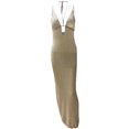 thumbnail image 2 of Boiiwant Femmes Été Licol Longue Robe Couleur Unie Tie-Up Backless Manches Tricot Robe Bodycon Robe de Plage, 2 of 4