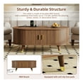 thumbnail image 4 of GDF Studio 42.5" Mid-Century Oval Fluted Coffee Table with Charging Station, Sliding Doors, Walnut, 4 of 7