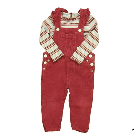 

Pre-owned 7 for all Mankind Girls Magenta | Blue Stripe Overalls size: 12 Months