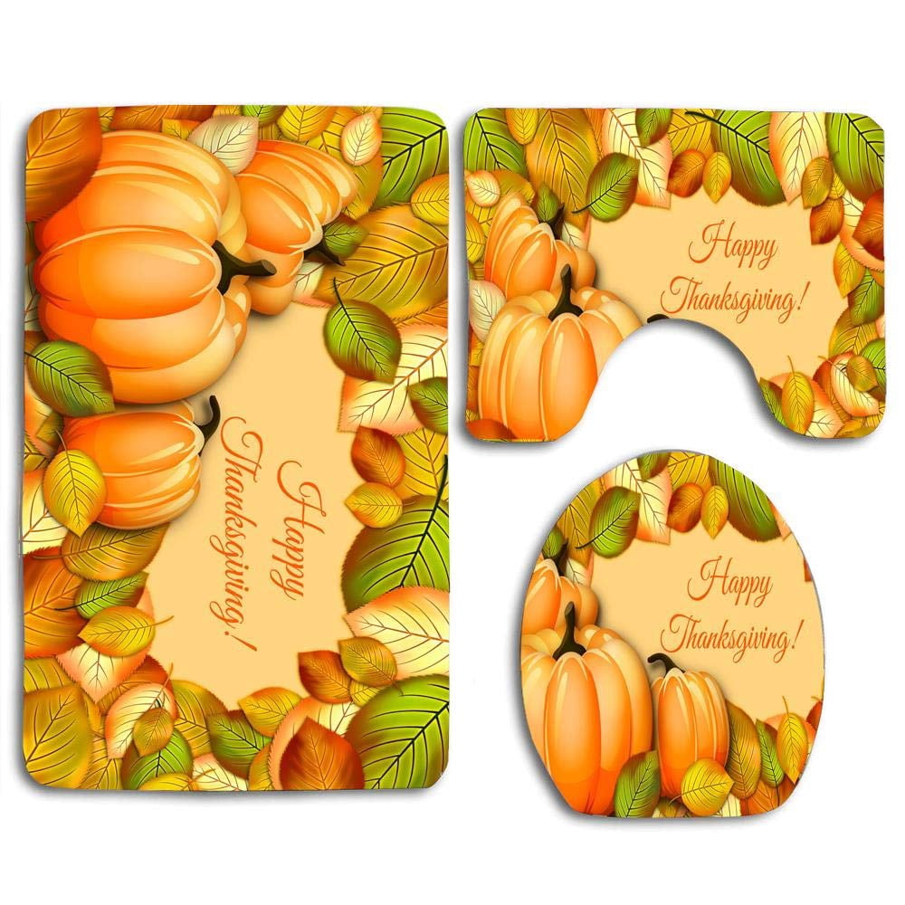 CHAPLLE Happy Thanksgiving Fall Leaves 3 Piece Bathroom ...