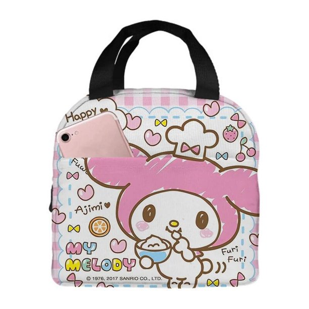 Sanrio-fiambrera portátil con dibujos animados Kuromi, bolsa aislante de papel de aluminio engrosado, ideal para regalo, novedad