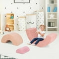 thumbnail image 5 of Costway 3 PCS Toddlers Climbing Toys with Elastic Filling Baby Foam Blocks Crawling Tunnel Pink, 5 of 10