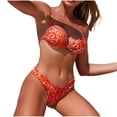 thumbnail image 3 of Babcutegg Women's V Neck Suspender Bikini Set 2 Piece Swimsuit with Removable Padding No Underwire Split Design Bathing Suit Orange Size L, 3 of 8