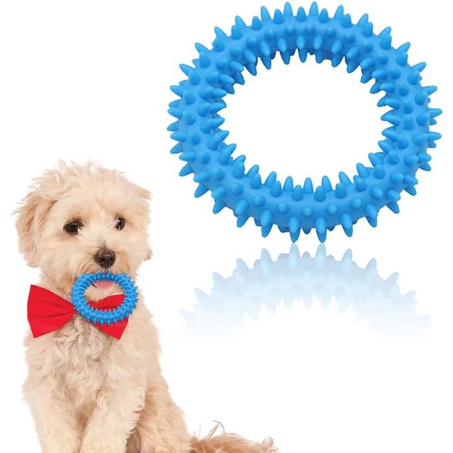 Juguetes para masticar para cachorros, anillo de 360°, limpia los dientes y alivia la picazón de goma para la salud bucal, juguete para masticar Dental