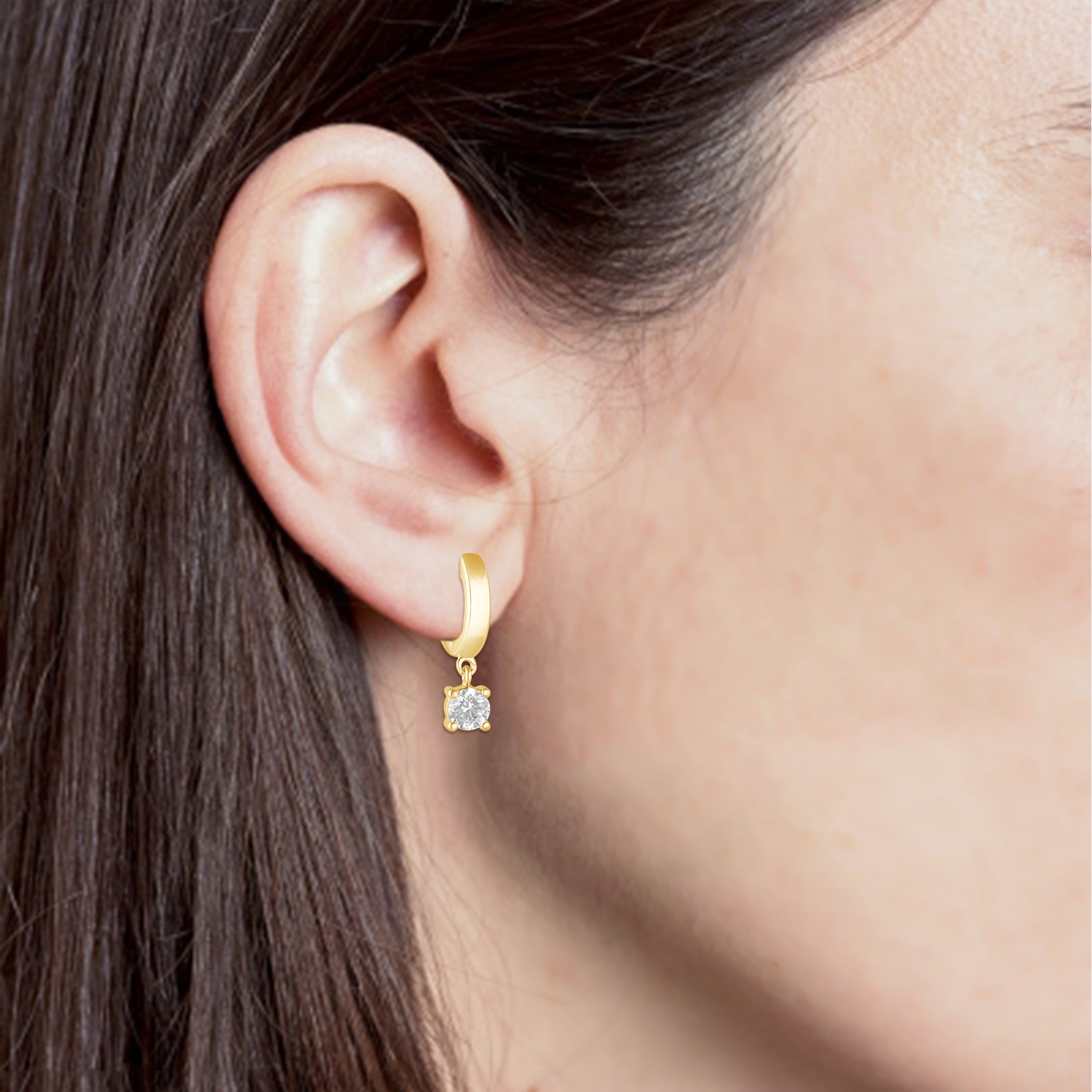 Unique Moments Yellow Gold Plated Sterling Silver 1/2 Ctw. Round Cut Lab Grown Diamond Hoop Earring for Women,