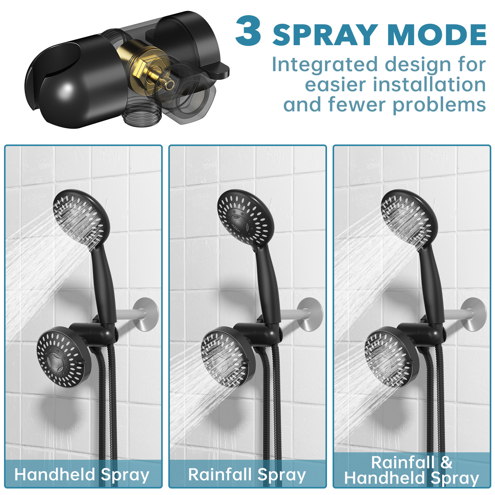 Cshidworld Dual Shower Head System with Rainfall Combo photo 4