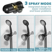 Cshidworld Premium High Pressure Dual Shower Head, 3-Way Rainfall Combo, 5 Spray Handheld Shower Head and 5 Spray Rain Showerhead with 60” Stainless Steel Hose Separately or Together, Matte Black
