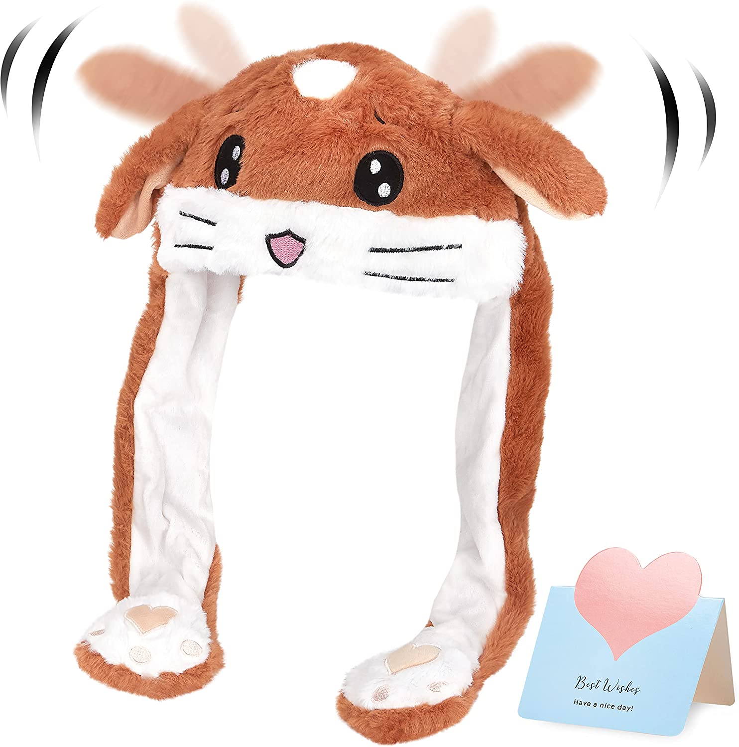 HTWW Cute Animal Plush Hat Ear Moving 